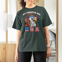 Funny 4th of July T Shirt For Women My Pronouns Are USA Eagle American - Wonder Print Shop