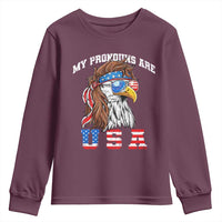 Funny 4th of July Youth Sweatshirt My Pronouns Are USA Eagle American - Wonder Print Shop
