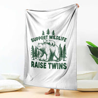 Support Wildlife Raise Twins Throw Blanket Twin Parent Mom Dad Bear Family