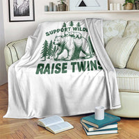 Support Wildlife Raise Twins Throw Blanket Twin Parent Mom Dad Bear Family