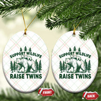 Support Wildlife Raise Twins Ceramic Ornament Twin Parent Mom Dad Bear Family