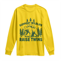 Support Wildlife Raise Twins Long Sleeve Shirt Twin Parent Mom Dad Bear Family