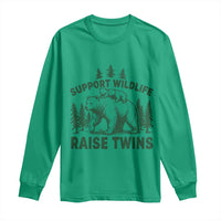 Support Wildlife Raise Twins Long Sleeve Shirt Twin Parent Mom Dad Bear Family