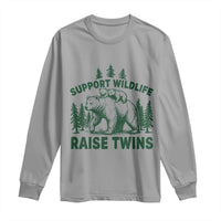 Support Wildlife Raise Twins Long Sleeve Shirt Twin Parent Mom Dad Bear Family