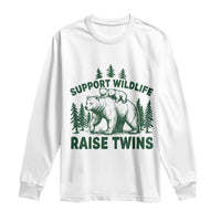 Support Wildlife Raise Twins Long Sleeve Shirt Twin Parent Mom Dad Bear Family