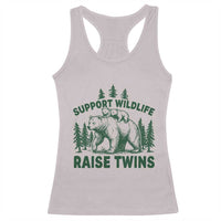Support Wildlife Raise Twins Racerback Tank Top Twin Parent Mom Dad Bear Family