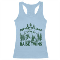Support Wildlife Raise Twins Racerback Tank Top Twin Parent Mom Dad Bear Family