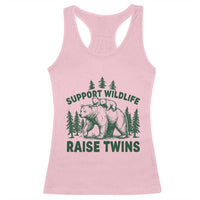 Support Wildlife Raise Twins Racerback Tank Top Twin Parent Mom Dad Bear Family