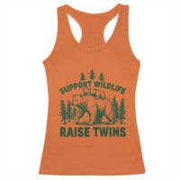 Support Wildlife Raise Twins Racerback Tank Top Twin Parent Mom Dad Bear Family