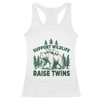 Support Wildlife Raise Twins Racerback Tank Top Twin Parent Mom Dad Bear Family