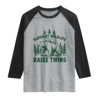 Support Wildlife Raise Twins Raglan Shirt Twin Parent Mom Dad Bear Family