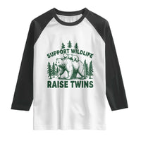 Support Wildlife Raise Twins Raglan Shirt Twin Parent Mom Dad Bear Family