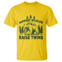 Support Wildlife Raise Twins T Shirt Twin Parent Mom Dad Bear Family