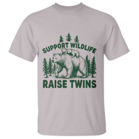 Support Wildlife Raise Twins T Shirt Twin Parent Mom Dad Bear Family
