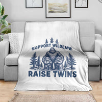Support Wildlife Raise Twins Throw Blanket Twin Dad Mom Parent Bigfoot Family