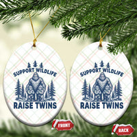 Support Wildlife Raise Twins Ceramic Ornament Twin Dad Mom Parent Bigfoot Family