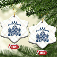 Support Wildlife Raise Twins Ceramic Ornament Twin Dad Mom Parent Bigfoot Family