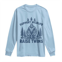 Support Wildlife Raise Twins Long Sleeve Shirt Twin Dad Mom Parent Bigfoot Family
