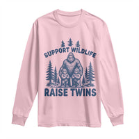 Support Wildlife Raise Twins Long Sleeve Shirt Twin Dad Mom Parent Bigfoot Family