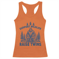 Support Wildlife Raise Twins Racerback Tank Top Twin Dad Mom Parent Bigfoot Family