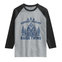 Support Wildlife Raise Twins Raglan Shirt Twin Dad Mom Parent Bigfoot Family