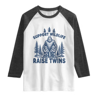Support Wildlife Raise Twins Raglan Shirt Twin Dad Mom Parent Bigfoot Family