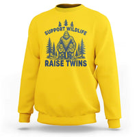 Support Wildlife Raise Twins Sweatshirt Twin Dad Mom Parent Bigfoot Family