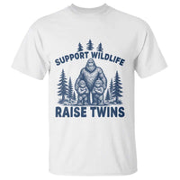 Support Wildlife Raise Twins T Shirt Twin Dad Mom Parent Bigfoot Family
