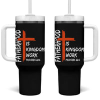 Fatherhood Is Kingdom Work Tumbler With Handle Vintage Christian Dad Cross Bible Verse