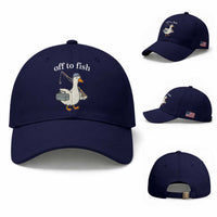 Funny Goose Fishing Baseball Cap Off to Fish Cute Waterfowl Angler Gift for Fishing Lovers