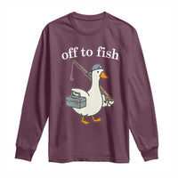 Funny Goose Fishing Long Sleeve Shirt Off to Fish Cute Waterfowl Angler Gift for Fishing Lovers