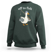 Funny Goose Fishing Sweatshirt Off to Fish Cute Waterfowl Angler Gift for Fishing Lovers