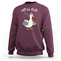 Funny Goose Fishing Sweatshirt Off to Fish Cute Waterfowl Angler Gift for Fishing Lovers