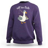 Funny Goose Fishing Sweatshirt Off to Fish Cute Waterfowl Angler Gift for Fishing Lovers
