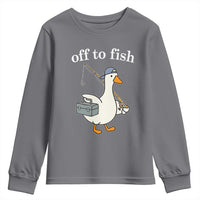 Funny Goose Fishing Youth Sweatshirt Off to Fish Cute Waterfowl Angler Gift for Fishing Lovers