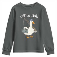 Funny Goose Fishing Youth Sweatshirt Off to Fish Cute Waterfowl Angler Gift for Fishing Lovers