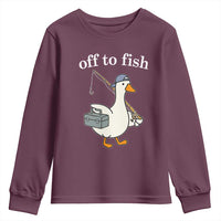 Funny Goose Fishing Youth Sweatshirt Off to Fish Cute Waterfowl Angler Gift for Fishing Lovers