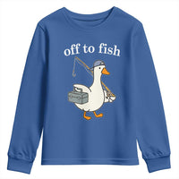 Funny Goose Fishing Youth Sweatshirt Off to Fish Cute Waterfowl Angler Gift for Fishing Lovers