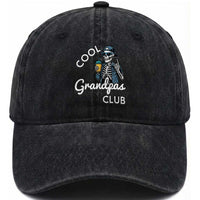 Cool Grandpas Club Washed Cotton Baseball Cap Fathers Day Best Grandpa Skeleton