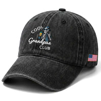 Cool Grandpas Club Washed Cotton Baseball Cap Fathers Day Best Grandpa Skeleton
