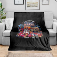 Christmas In July 250 Years 1776 2026 Patriotic Santa Flamingo Float Summer Xmas Throw Blanket