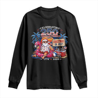 Christmas In July 250 Years 1776 2026 Patriotic Santa Flamingo Float Summer Xmas Long Sleeve Shirt