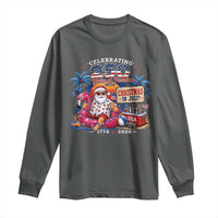 Christmas In July 250 Years 1776 2026 Patriotic Santa Flamingo Float Summer Xmas Long Sleeve Shirt
