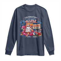 Christmas In July 250 Years 1776 2026 Patriotic Santa Flamingo Float Summer Xmas Long Sleeve Shirt