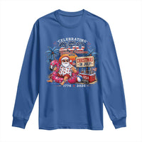 Christmas In July 250 Years 1776 2026 Patriotic Santa Flamingo Float Summer Xmas Long Sleeve Shirt