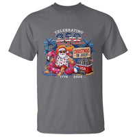 Christmas In July 250 Years 1776 2026 Patriotic Santa Flamingo Float Summer Xmas T Shirt
