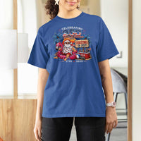 Christmas In July 250 Years 1776 2026 Patriotic Santa Flamingo Float Summer Xmas T Shirt For Women