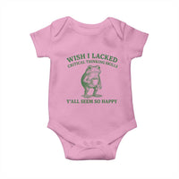 Sarcastic Overthinking Frog Coffee Meme Baby Onesie Wish I Lacked Critical Thinking Skills Y'all Seem So Happy