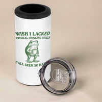 Sarcastic Overthinking Frog Coffee Meme 4 in 1 Can Cooler Tumbler Wish I Lacked Critical Thinking Skills Y'all Seem So Happy