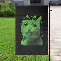 Funny Alien Cat Meme Retro Y2K Vintage Space Kitty Garden Flag